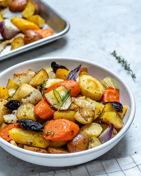 Thanksgiving Food Ideas Healthy Roasted Vegetables, Tasty Vegetables, Sides Recipes, Roasted Root Vegetables, Clean Food Crush, Food Crush, Green Bean Recipes, Christmas Menu, Clean Food