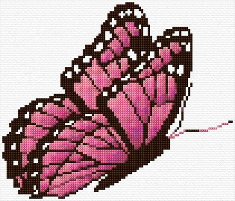 Cross Stitch Butterfly Pattern Free, Butterfly Cross Stitch Pattern Free, Cross Stitch Butterfly, Stitch Butterfly, Cross Stitch Calculator, Butterfly Cross Stitch Pattern, Butterfly Cross Stitch, Brick Stitch Pattern, Pola Kristik