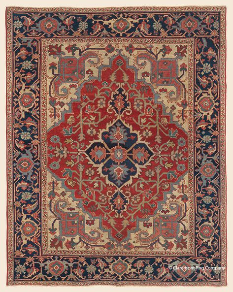 SERAPI, Northwest Persian - Claremont Rug Co. Persian Rug Painting, Antique Rugs Persian Carpet, Antique Persian Carpet, Rugs Persian, Painting Images, Persian Rug Designs, Persian Art Painting, Carpet Texture, For Educational Purposes Only