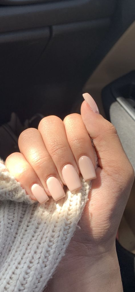 Short square nude nails Short Neutral Nails Acrylic Square, Short Acrylic Nails Beige, Square Nails Neutral Colour, Short Nails Neutral Colors, Classy Nude Nails Square Short, Nude Square Nails Short, Square Cream Nails, Medium Square Fall Nails, Short Square Nails Fall Colors