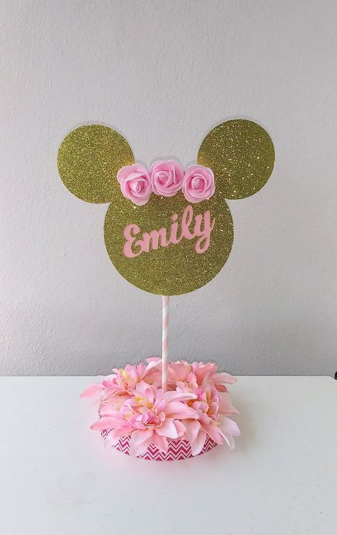 Baby Shower Minnie Mouse, Minnie Baby Shower, Mouse Cake Topper, Minnie Mouse Decorations, Minnie Mouse Cake Topper, Gold Centerpiece, Minnie Mouse Party Decorations, Minnie Mouse Birthday Party Decorations, Minnie Mouse First Birthday