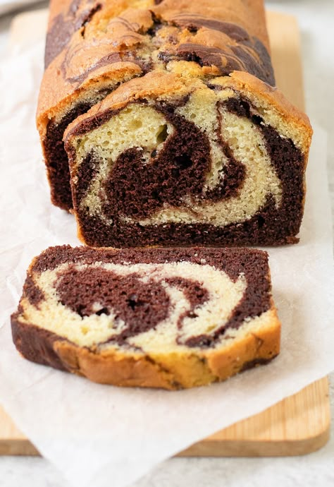 Chocolate Marble Loaf Simple Marble Cake Recipe, Marble Cake Recipe Moist, Chocolate Marble Loaf Cake, Marble Loaf, Marble Pound Cake, Marble Cake Recipe, Simple Marble, Marble Cake Recipes, Loaf Cake Recipes