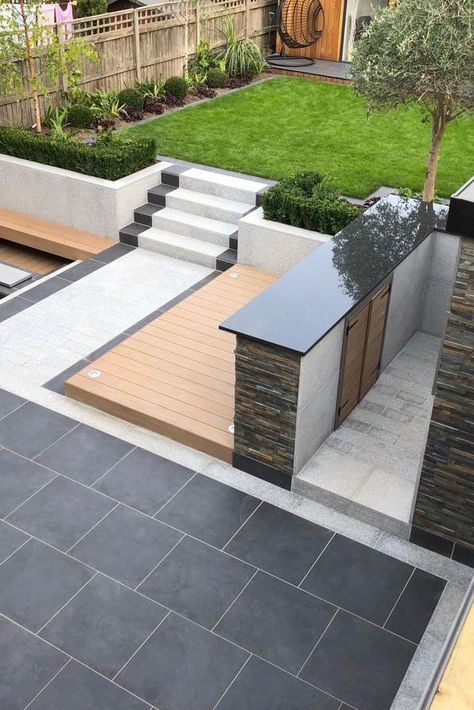 Back Garden Landscaping, Contemporary Garden Design, Back Garden Design, Garden Paving, Garden Steps, Patio Garden Design, Modern Garden Design, Luxury Garden, Low Maintenance Garden