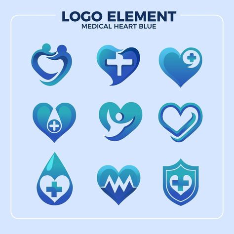 Blue Heart Medical Logo Element Heart Clinic Logo, Nurse Logo Design, Logo Design Medical, Nurse Logo, Medical Heart, Heart Medical, Metal Health, Clinic Logo, Logo M