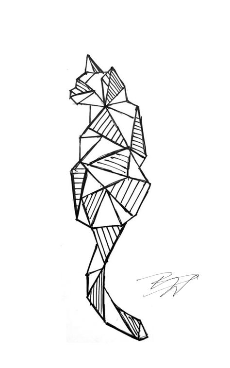 cat cubism black and white sketch drawing croquis fine lines pen style Art Cubism, Aesthetic Sketch, Geometric Aesthetic, Cat Animal, Pen Sketch, Sketchbook Drawing, Cubism, Painting & Drawing, Animal Lover