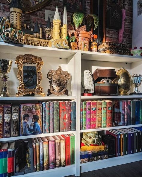 All Posts • Instagram Harry Potter Book Collection, Witch Library, Harry Potter Shelf, Things To Collect, Goth Apartment, Bookshelf Inspo, Little Trinkets, Magical Books, Fandom Merch