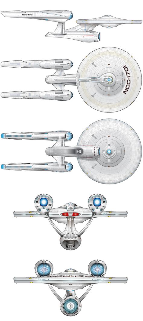 Schematic views of J.J. Abrams' U.S.S. Enterprise NCC-1701. It looks like the lady had a makeover. Star Trek: Voyager, Star Trek: Enterprise, Star Trek Tattoo, Star Trek Uss Enterprise, Stark Trek, Jj Abrams, Uss Enterprise Ncc 1701, Star Trek 2009, Starfleet Ships