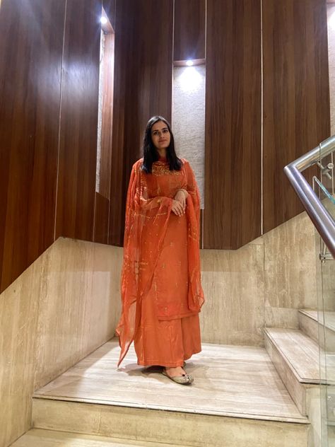 Punjabi suit and punjabi jutti Punjabi suit | orange suit | rust suit | punjabi jutti Orange Colour Suit Design, Rust Colour Suit Punjabi, Orange Suits Punjabi, Rust Orange Suit, Rust Suit, Jutti Punjabi, Suit Punjabi, Rust Colour, Orange Suit