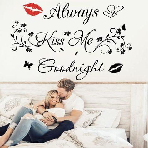 PRICES MAY VARY. Package content: you will get a wall decal art, wrote ''Always Kiss Me Goodnight'' with charming lips, warm quotes, hearts, the vivid butterflies and flowers make the whole wall decals stickers a lot agile, very beautiful and worthy of appreciation. Wide applications: wall sticker quote for most hard and smooth surfaces, such as glass, tile, mirrors, doors, walls and so on, Suitable for home living room, wall, room, nursery, bedrooms, classroom, stores, stairs, nursery, office, Tile Mirrors, Warm Quotes, Playing Room, Club Decoration, Kiss Me Goodnight, Wall Sticker Design, Wall Stickers Quotes, Always Kiss Me Goodnight, Nursery Office