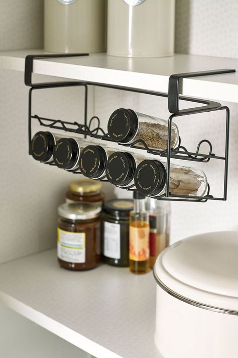 Under shelf spice rack with wire construction, 4 tiers, by.
#apartmentdecor #homedecor #smallspaces #interiordesign #decorinspiration Rustic Corner Shelf, Shelf Spice Rack, Fall Dining Room Table, Stylish Kitchen Decor, Apartment Storage, Flat Decor, Fabulous Kitchens, Kitchen Organisation, Spice Storage