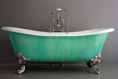 $4,000 isn't too much for a tub...right? Reglaze Bathtub, Vintage Bathtub, Copper Tub, Slipper Tubs, Cast Iron Bathtub, Refinish Bathtub, Blue Vanity, Cast Iron Tub, Vintage Bath