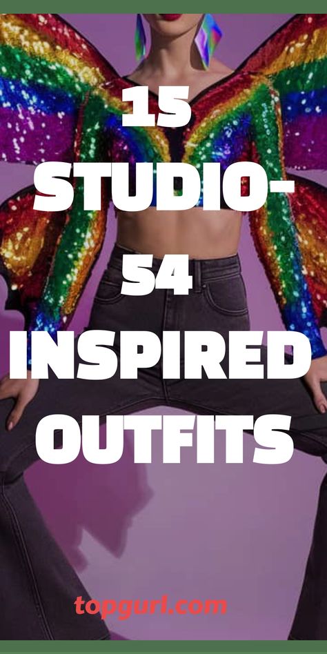 15 Dazzling Studio 54-Inspired Outfits to Get Your Disco Groove On Iconic Disco Outfits, Disco Clothing Ideas, Outfits To Wear To A Drag Show, 1960s Disco Fashion, Disco Brunch Outfit, Disco Fancy Dress Ideas, Disco Woman Outfits, Sequin Costume Ideas, 70s Inspo Outfits Disco