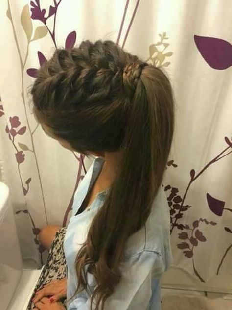 I love the French Braid that goes into the pony tail Long Hair, Braids, Hairstyles, Shower, Hair, Plaits