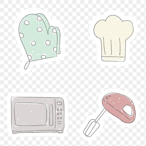 Cute cooking utensils doodle stickers set | free image by rawpixel.com / nunny Booklet Design Layout, Png Accessories, Journaling Set, Cute Cooking, Stickers For Journaling, Cooking Theme, Doodle Stickers, Kitchen Stickers, Cake Logo