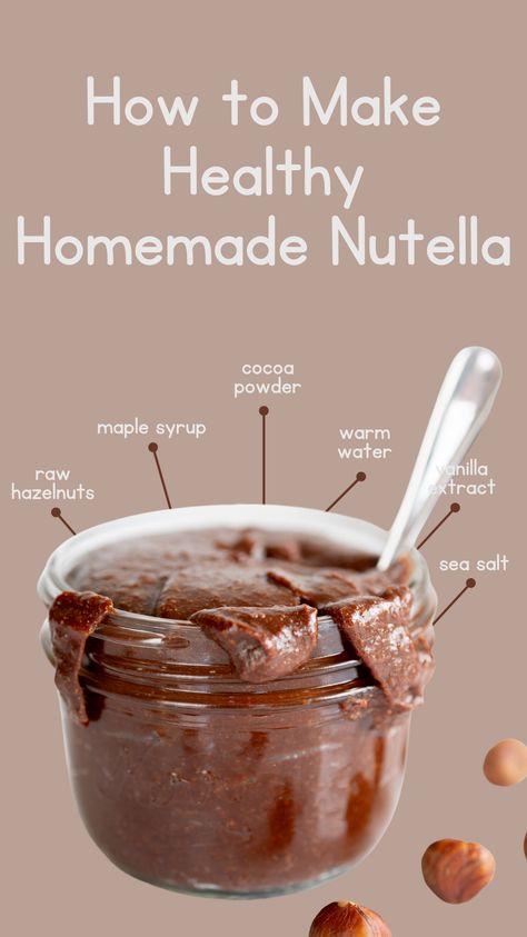 A delicious chocolate hazelnut spread recipe with simple ingredients, much less sugar, and higher in protein than the leading brand. Diy Hazelnut Spread, Homemade Hazelnut Spread, Hazelnut Spread Recipes, Homemade Nutella Recipes, Fruit Toast, Nutella Recipe, Diy Mixes, Wellness Mama, Homemade Nutella