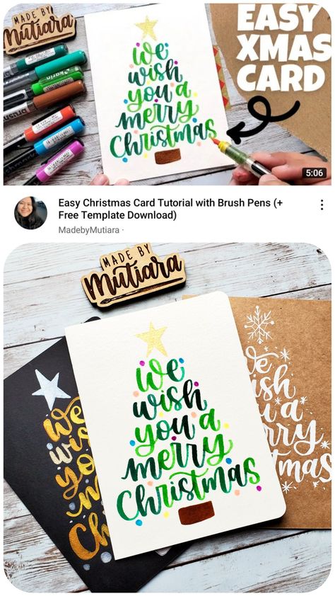 Diy Christmas Cards Calligraphy, Christmas Cards Hand Lettering, Christmas Brush Lettering, Christmas Calligraphy Ideas, Christmas Hand Lettering Ideas, Christmas Cards Easy Diy, Christmas In Calligraphy, Christmas Card Lettering, Christmas Card Calligraphy