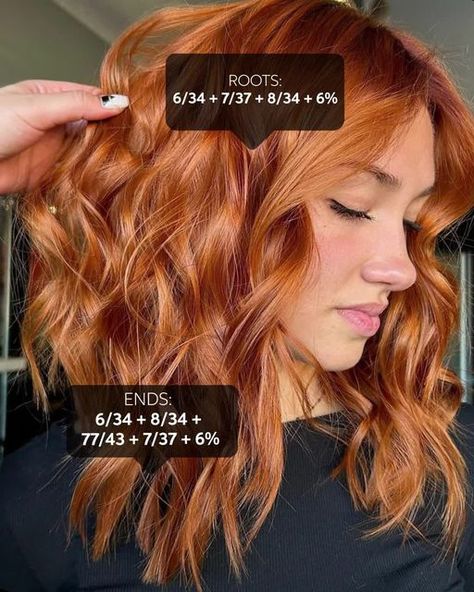 Wella Professionals on Instagram: "W-O-W 😍 Wella Ambassador @jadieprofessionals got us drooling over her spicy #GingerHair masterpiece 🌶️ #ApricotCopperHair #RedHair   #Hairstylists, are you in love? 🤩 Drop a comment & don't forget to save this #WellaColor formula for your clients 👀 #KolestonPerfect" Wella Copper Hair Color Formula, Wella Copper Formula, Wella Color Formulas, Copper Hair Color Formula, Copper Formula, Burnt Orange Hair Color, Wella Formulas, Burnt Orange Hair, Cooper Hair