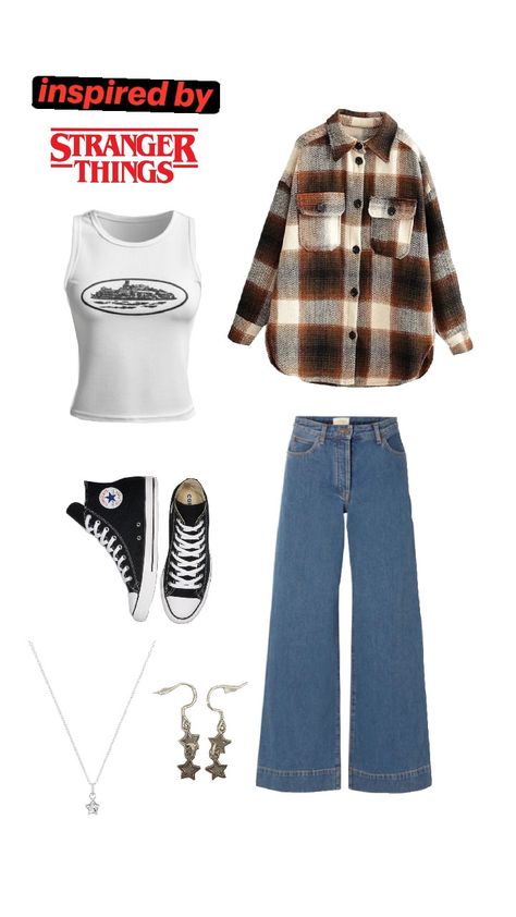 inspired by Stranger Things.🩸 #outfit #strangerthings Stranger Things 4 Outfits, Eleven Inspired Outfits, 90s Inspired Fall Outfits, Max Mayfield Outfit Inspiration, Eleven Stranger Things Outfit, Max Stranger Things Outfit, Riverdale Inspired Outfits, Outfit Ideas Aesthetic 90s, Stranger Things Aesthetic Fashion