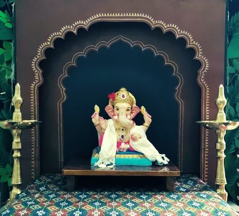 #paperdecoration #ganapati #decoration Ganpati Decoration Temple Theme, Mahal Decoration For Ganpati, Ganapati Decoration Theme, Gauri Ganpati Decoration Ideas, Ganapati Decoration Ideas, Ganesha Decoration Ideas, Ganpati Decoration Theme Ideas, Ganesh Chaturthi Decoration Ideas, Ganesh Decoration Ideas