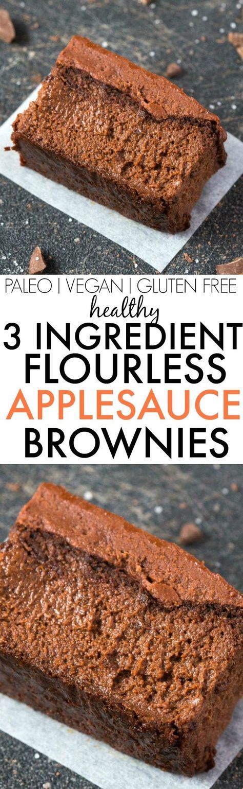 Applesauce Brownies, Dairy Free Brownies, Diy Easy Recipes, Sunflower Butter, Paleo Recipe, Kolaci I Torte, Paleo Desserts, Seed Butter, Three Ingredient