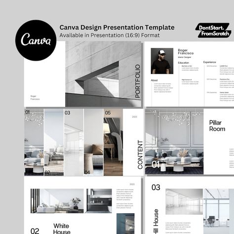 Interior Design Brief Examples, Interior Architecture Portfolio Layout, Minimalistic Portfolio Design, Modern Portfolio Design, Creative Architecture Portfolio, Portfolio Design Interior Designer, Case Study Design Architecture, Portpholio Design, Minimal Architecture Portfolio