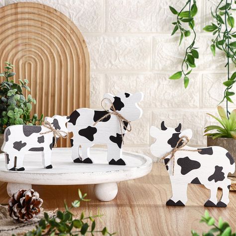 PRICES MAY VARY. Set of 3 pieces: You will receive 3 farmhouse table centerpieces decorations with cow designs, sufficient in quantity to meet your home and party decoration needs, bringing a rich farmhouse atmosphere, bringing you full of harvest and happiness Classic Design: These farmhouse tabletop decorations are designed in the shape of cows, looking cute and exquisite. These wooden farmhouse signs are an excellent supplement to your seasonal home decor Size information: these farmhouse des Table Shelf Decor, Thanksgiving Table Centerpieces, Wooden Table Decor, Wood Table Decor, Fall Dining Table, Fall Tiered Tray Decor, Tafel Decor, Farmhouse Style Christmas, Table Centerpiece Decorations