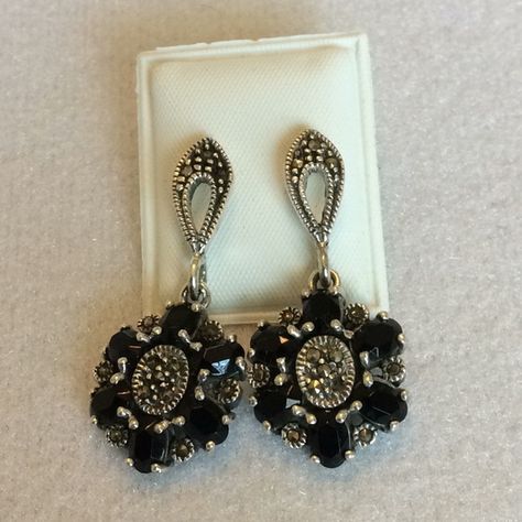 Shop Women's Black Silver Size 1.5” x 5/8” Earrings at a discounted price at Poshmark. Description: Beautiful pair of sterling silver, marcasite and onyx post earrings. Pretty contrast and neutral to go with your whole wardrobe! (LSE). Sold by 1stclassgems. Fast delivery, full service customer support. Earrings Pretty, Cream Earrings, Chunky Earrings, Faux Pearl Earrings, Sterling Silver Marcasite, Onyx Earrings, Purple Rhinestone, Rhinestone Designs, Heart Earrings Studs