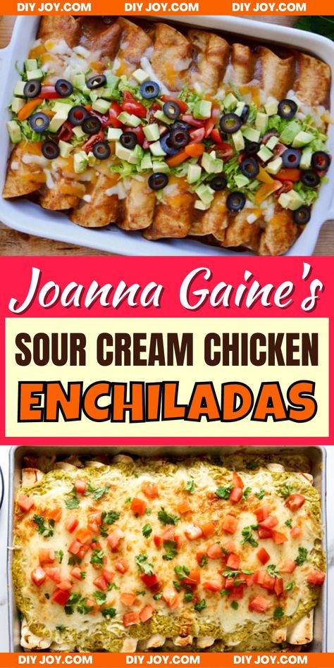 Joanna Gaines’ Sour Cream Chicken Enchilada Recipe Sour Cream Chicken Enchilada Recipe, Magnolia Table Recipes, Sour Cream Chicken Enchiladas, Cream Chicken Enchiladas, Joanna Gaines Recipes, Sour Cream Enchiladas, Cream Chicken, Sour Cream Chicken, Enchiladas Recipe