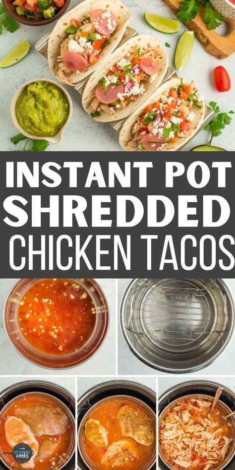 Juicy and flavorful, Instant Pot Chicken Tacos are a quick and delicious weeknight dinner. Perfect for freezer meals and make-ahead dinners, these shredded chicken tacos will become a family favorite. Instant Pot Chicken Tacos Easy, Chicken Taco Instant Pot, Insta Pot Chicken Tacos, Taco Chicken Instant Pot, Instapot Chicken Tacos, Shredded Chicken Tacos Instant Pot, Instant Pot Street Tacos, Instant Pot Shredded Chicken Tacos, Chicken Tacos Instant Pot