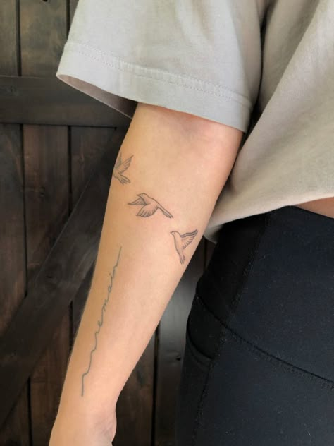 Birds Tattoo Design For Women, Tattoo Ideas Doves Birds, Fine Detailed Tattoo, Wrap Around Bird Tattoo, 4 Bird Tattoos For Women, Bird Tattoo Dove, Enneagram 9 Tattoo, Dove Shoulder Tattoos For Women, Mini Dove Tattoo