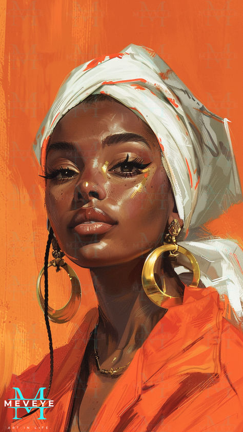 Painting Ideas Of People, Portrait Background Ideas Painting, Black Skin Painting, Ugly Art Drawings, Painting Black Skin, African Women Art Painting, How To Draw Afro, Orange Painting Aesthetic, Black Woman Art Drawings