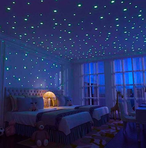 Glow In The Dark Ceiling, Decorative Ceiling Panels, Star Bedroom, Dark Ceiling, Kids Interior Design, Glow Stars, Star Ceiling, Dark Bedroom, Soundproof Room