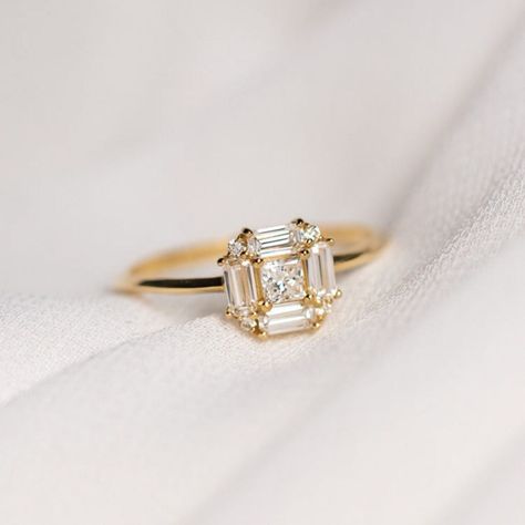 Asscher Cut Diamond Ring, Local Eclectic, Diamond Ring Princess Cut, Vintage Inspired Art, Asscher Cut Diamond, Princess Ring, Wedding Rings Solitaire, Princess Cut Rings, The Modern Bride