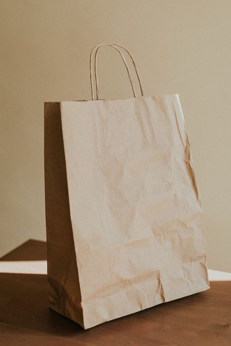 Natural brown paper bag on wooden table | free image by rawpixel.com / Felix Brown Paper Bag Aesthetic, Paper Bag Aesthetic, Gift Shop Interiors, Paper Bag Mockup, Blank Tote Bag, Filler Photos, Reference Photos For Artists, Unique Home Accessories, Screen Layout