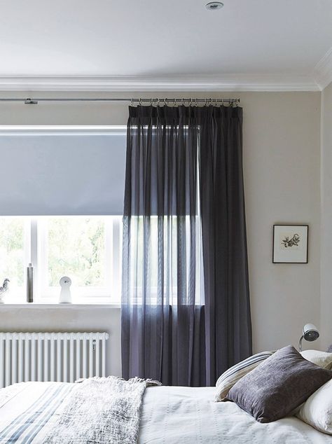 Voile curtains – a lightweight, translucent window dressing | Hillarys Modern Net Curtains, Window Dressing Ideas, Bedroom Window Dressing, Bedroom Curtains With Blinds, White Curtains Bedroom, Curtain Bedroom, Bedroom Blinds, Dressing Ideas, Bedroom Curtain