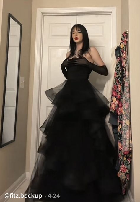 Black Layered Prom Dress, Black Fluffy Prom Dress, Black Prom Dress Poofy, Long Puffy Dresses Ball Gowns, Black Emo Prom Dress, Puffy Dresses Long, Black Poofy Prom Dress, Black Puffy Prom Dress, Prom Dress And Gloves