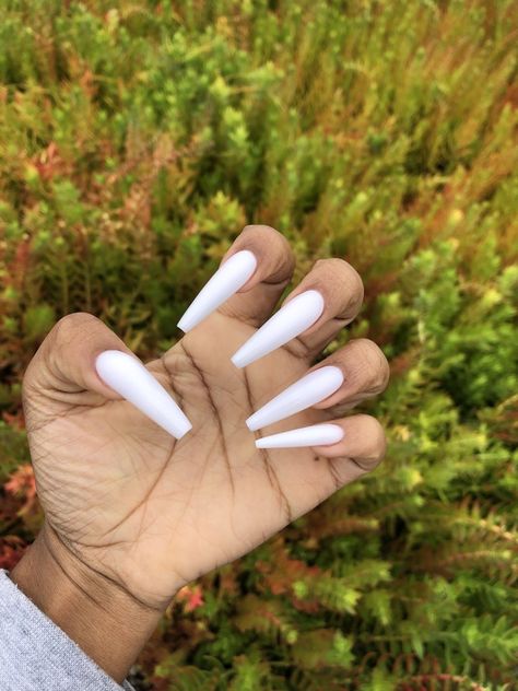 White Acrylic Nails Coffin, Pointy Acrylic Nails, Detailed Nails, White Acrylic Nails, Nails Set, Ballerina Nails, Polish Colors, Acrylic Nails Coffin, Nails Coffin