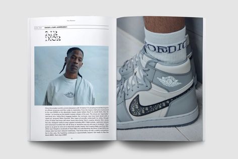 Sneaker Freaker magazine, issue 43 - Fonts In Use Back In 2002, Air Dior, Magazine Spread, Magazine Spreads, Sneaker Magazine, Sports Graphics, Magazine Layout, Diy Style, Dior