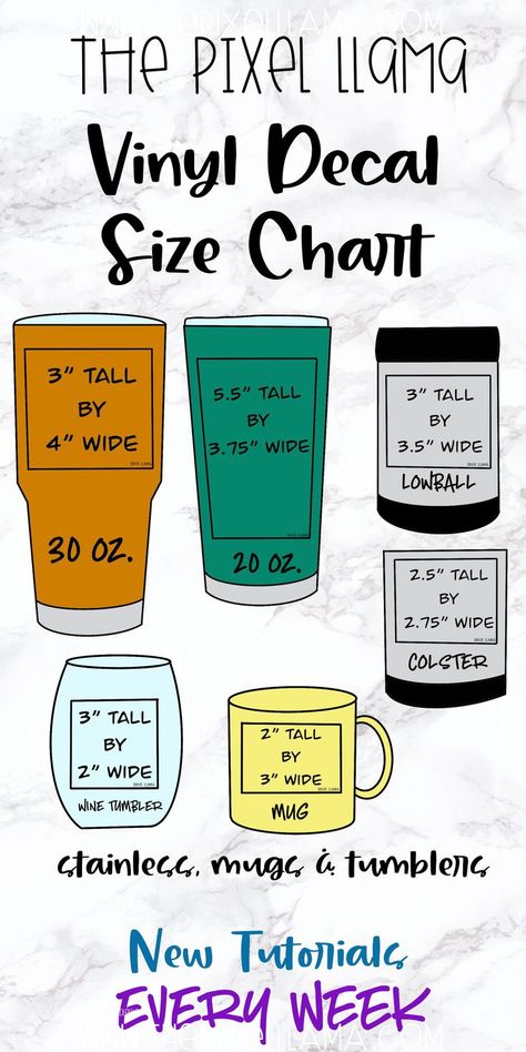 Vinyl Decal Size Chart, Decal Size Chart, Vinyle Cricut, Business Chart, Usa Wedding, Inkscape Tutorials, Sublimacion Ideas, Cricut Supplies, Cricut Explore Projects