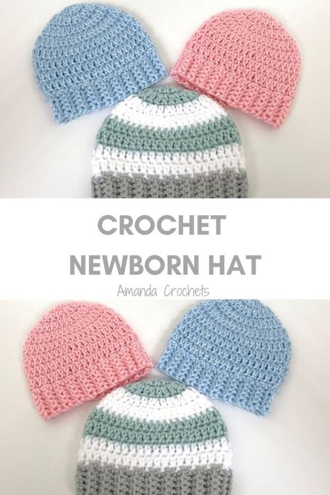 Newborn Crochet Hat Pattern, Crochet Baby Hats Free Pattern, Baby Hat Free Pattern, Crochet Baby Projects, Crochet Newborn Hat, Newborn Crochet Patterns, Crochet Newborn, Crochet Baby Hat Patterns, Crochet Baby Beanie