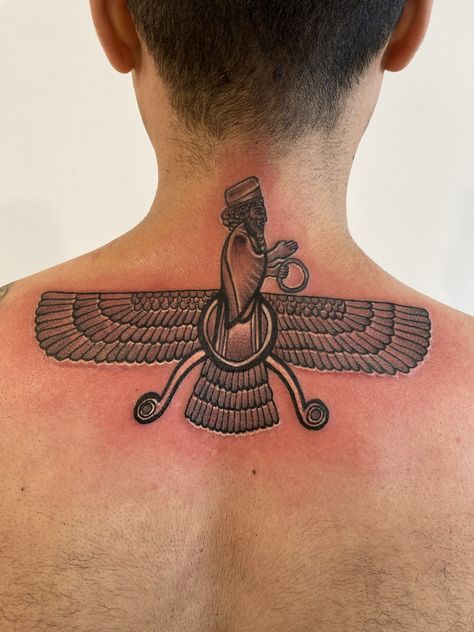 Faravahar Tattoo, Tattoo Behind Neck, Persian Tattoo, Tattoo Back, Hummingbird Tattoo, Coffee Photos, Polynesian Tattoo, Mazda, Persian