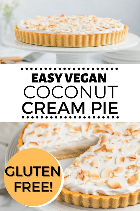 Coconut Cream Dessert Vegan, Gluten Free Dairy Free Coconut Cream Pie, Vegan Coconut Pie, Vegan Coconut Cream Pie, Vegan Coconut Cream, Coconut Cream Dessert, Coconut Cream Pie Bars, Recipes With Coconut Cream, Coconut Pie Recipe