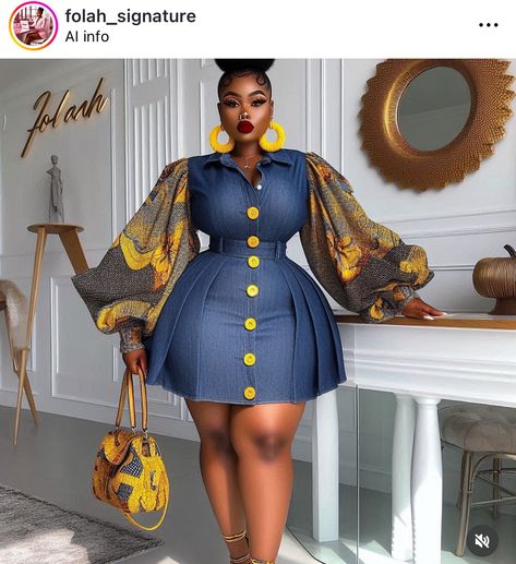 One thing @piesie_akosua_boamah will always get right is bringing our illustrations to life 🤩 Again,she recreated another of our design and it looks so perfect 😍 Swipe to the last slide to see the denim style inspiration she recreated using crepe fabric. Fashion illustrator @folah_signature KINDLY TAG US WHENEVER YOU RECREATE OR REPOST ANY OF OUR DESIGNS DM TO LEARN HOW TO ILLUSTRATE USING AI 🥰 #tailorcatalogue #tailorcataloguepage #viral #tailor #ankarastylesafrica #lagosfashionista... Women Style 2024, Folah Signature, Jean Dress Outfit, Beautiful Gown Designs, Lagos Fashion, Modest Dresses Fashion, Chic Dress Classy, African Dresses Modern, High Fashion Dresses