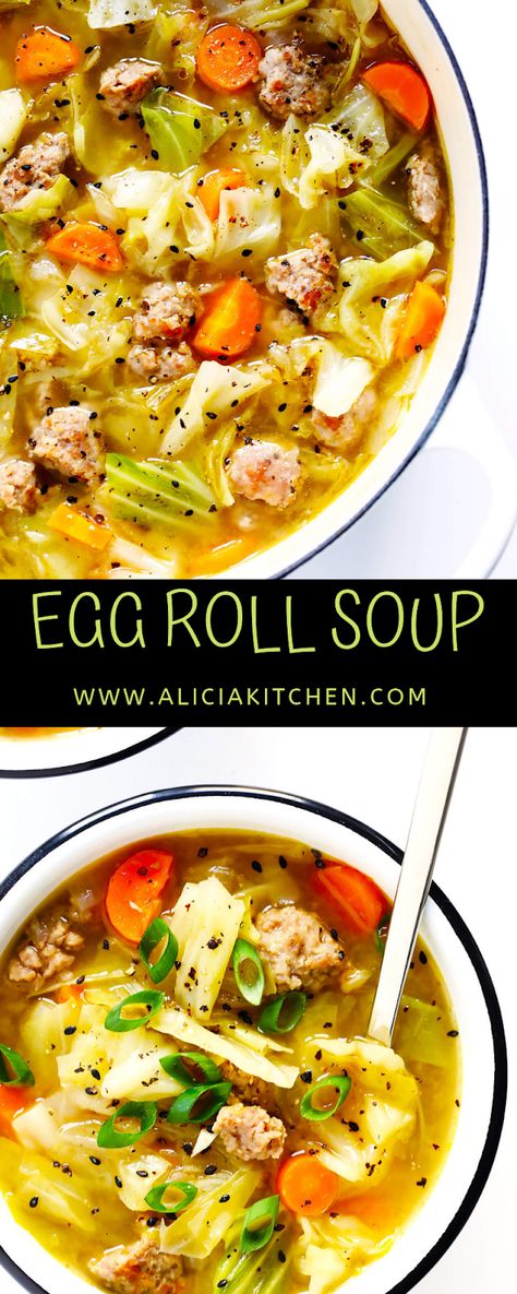 Egg Roll Soup, Pork Chicken, Low Carb Soup, Soup And Stew, Winter Soups, Asian Foods, Egg Roll, Dinner Recipes Crockpot, Egg Rolls