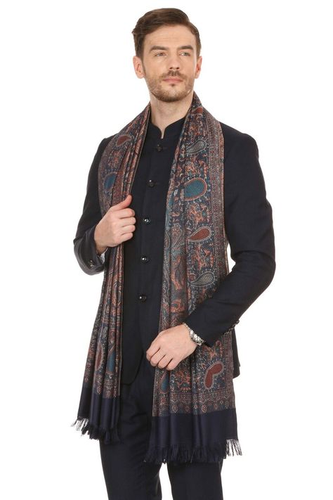 Mens fine Soft Ethnic Stole Stole, Jamawar design, Faux Pashmina 100 x 200 cm Shawl For Men Indian, Jodhpuri With Shawl, Mens Shawl, Classic Gentleman, Indian Wedding Clothes For Men, Shawl Outfit, Wedding Kurta, Wedding Kurta For Men, Groom Dress Men