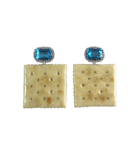 Saltine Cracker, Saltine Crackers, Keep Out, Ear Candy, Shine Bright Like A Diamond, Ear Stud, Do Not Eat, Blue Rhinestones, Real Food