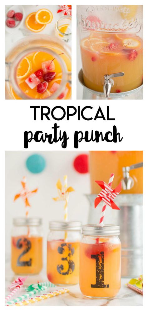 Orange Colored Punch Recipes, Luau Punch Non Alcoholic, Orange Party Punch Non Alcoholic, Tropical Party Drinks Non Alcoholic, Orange Colored Punch, Tropical Party Punch Non Alcoholic, Luau Party Punch, Tropical Mocktails For Luau, Tropical Punch Alcohol