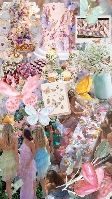 Check out Hrt131999's Shuffles ‘He gives me butterflies’ bridal party idea🦋💍#bridalshowerinspo #bridalshowertheme #bridalinspo #butterlfy #bridalparty #hegivesmebutterflies #butterfiles Butterfly Party Aesthetic, Bachelorette Party Floral Theme, Whimsical Bridal Party, Bridal Shower Decorations Butterfly, Butterflies Bachelorette Party, Spring Fling Birthday Party, Bride Has Butterflies Bachelorette, Pastel Color Bridal Shower Theme, Bridal Shower Aesthetic Ideas