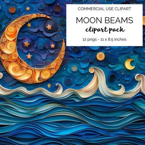 River Sunset, Moon Face, Moon Night, Man On The Moon, Moon And Star, On The Moon, Moon And Stars, Paper Quilling, Digital Papers