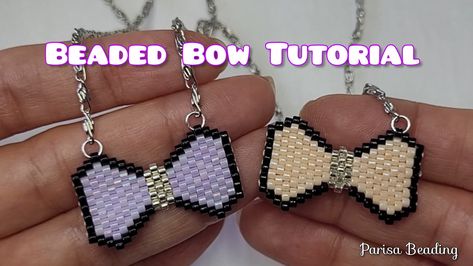 DIY Beaded Brick Stitch Bow Tutorial / handmade jewellery making / Pendant/ Earrings/ Necklace Seed Bead Bow, Beaded Brick Stitch, Seed Bead Projects, Beaded Bow, Diy Beaded Rings, Bow Pendant, Beads Craft Jewelry, Beads Craft, Brick Stitch Pattern